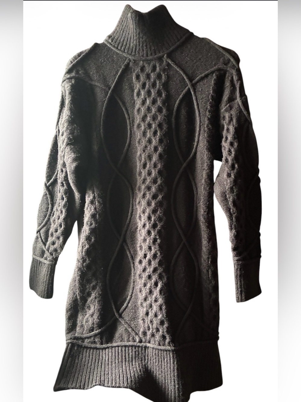 Forever 21 Cable Knit Turtleneck Sweater Dress Dark Charcoal Gray XL - Picture 2 of 5